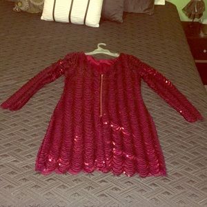 Deep red, sequin mini dress. Only worn once.